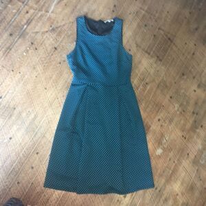 41Hawthorn S teal polka dot pleated dress
